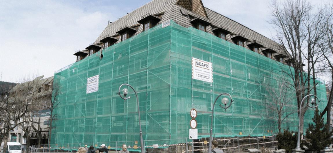 Rental and installation of façade scaffolding.