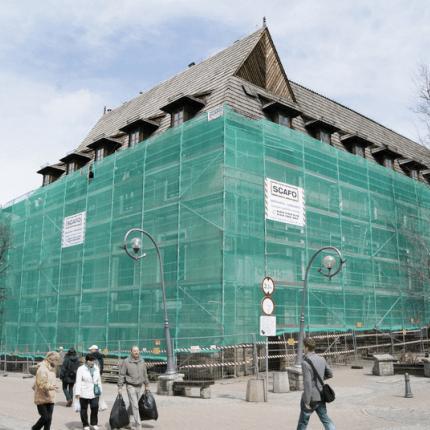 Rental and installation of façade scaffolding.